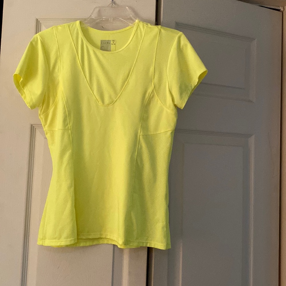 Lucky in Love neon yellow tennis top